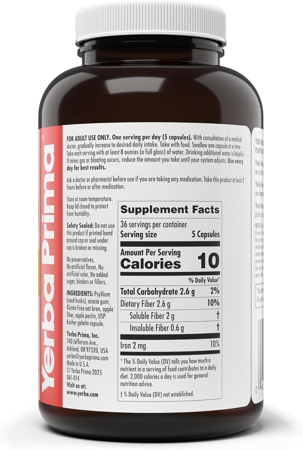 Soluble Fiber Capsules – 180 Count, Natural & Non-GMO Digestive Support