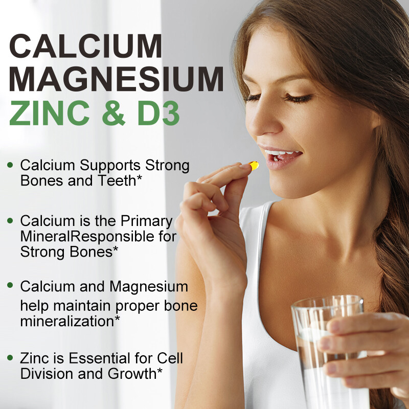 NEW Calcium Magnesium Zinc with Vitamin D3 Support Strong Bone & Muscle Health