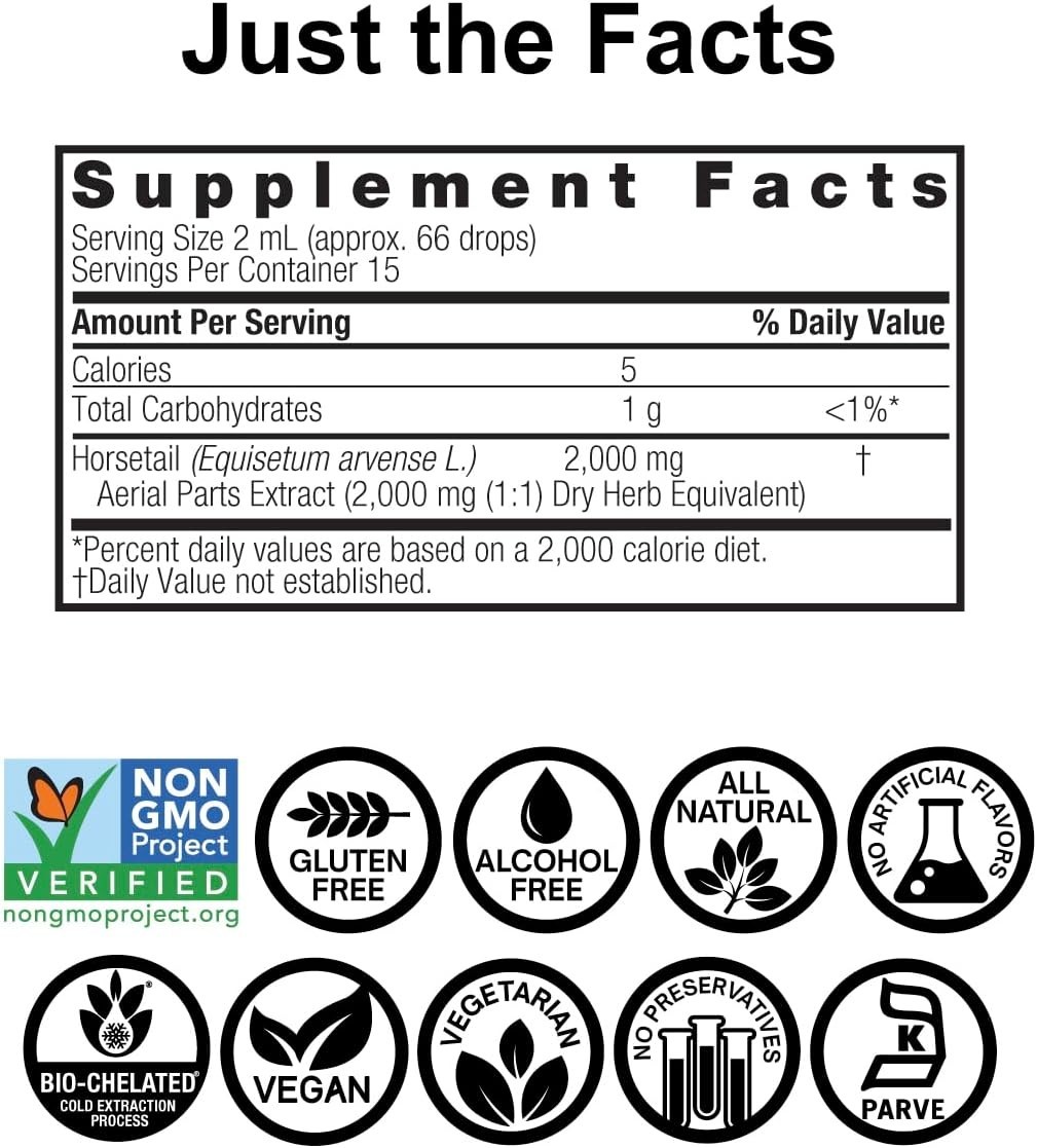 Super Concentrated Horsetail Herb | Gluten-Free & Alcohol-Free | 30 Servings