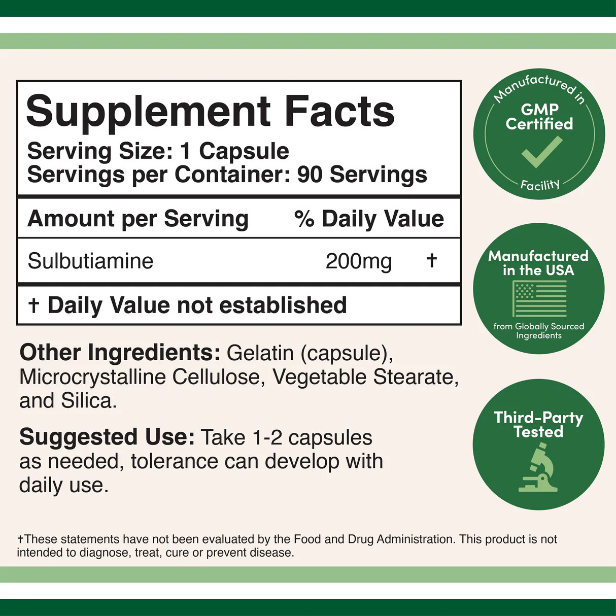 Sulbutiamine, 90 x 200mg Capsules – Memory, Mood, Cognitive Nootropic Supplement