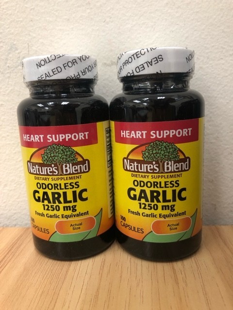 2 PACK Nature’s Blend Odorless Garlic Capsules 1250 mg 100 Ct
