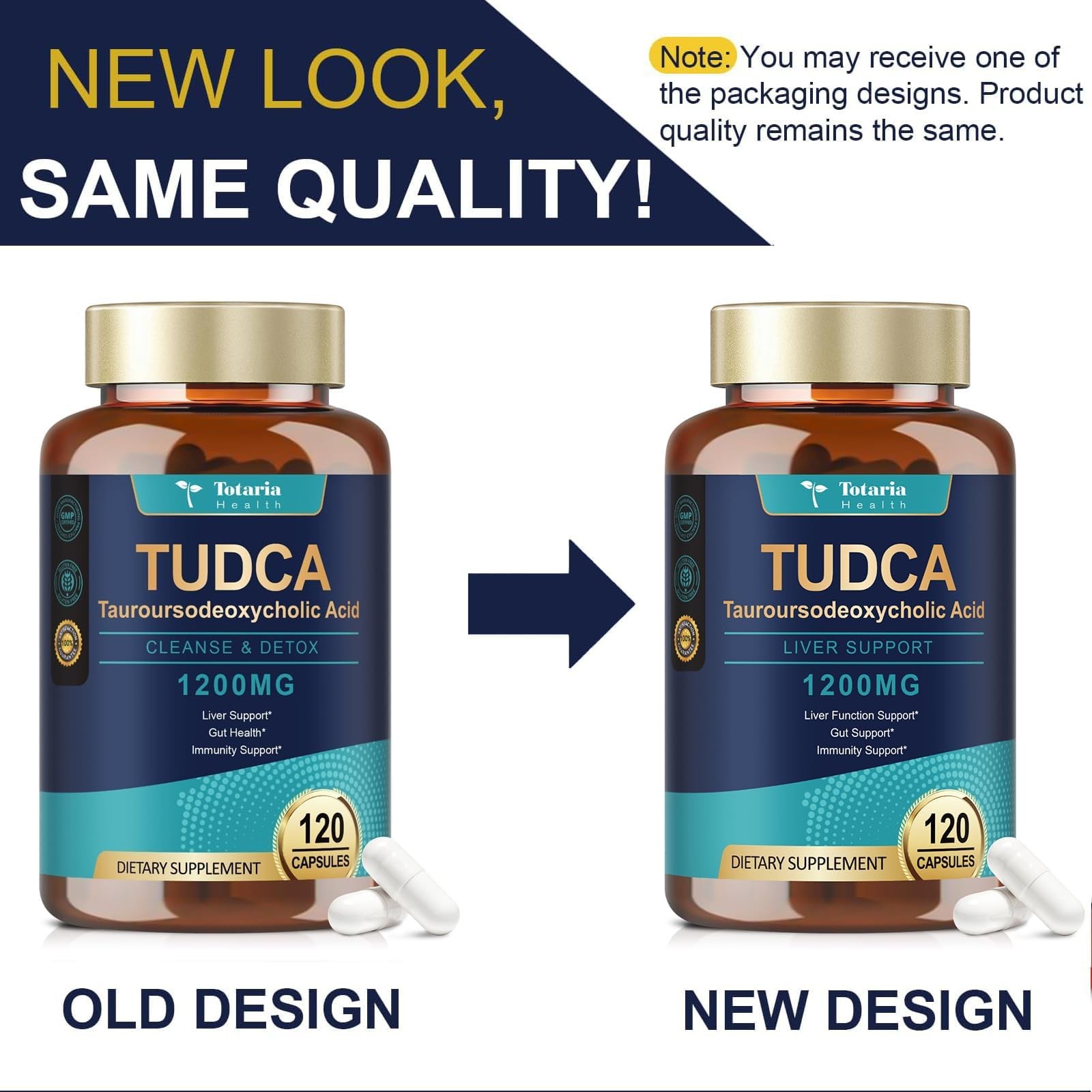 Totaria Tudca Supplement 1200Mg Tauroursodeoxycholic Acid 120 Capsules Ultra