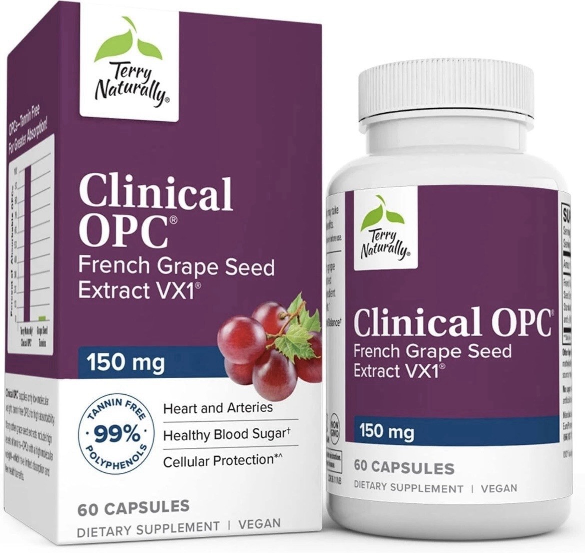 Terry Naturally Clinical OPC Heart – 60 Vegan Capsules (New/Sealed)