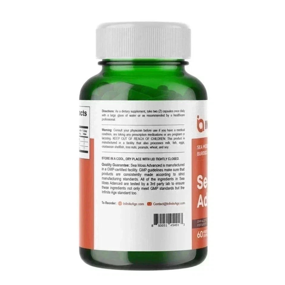 1/2/3 Pack INFINITE AGE Sea Moss Advanced 1250mg Superfood High-Potency
