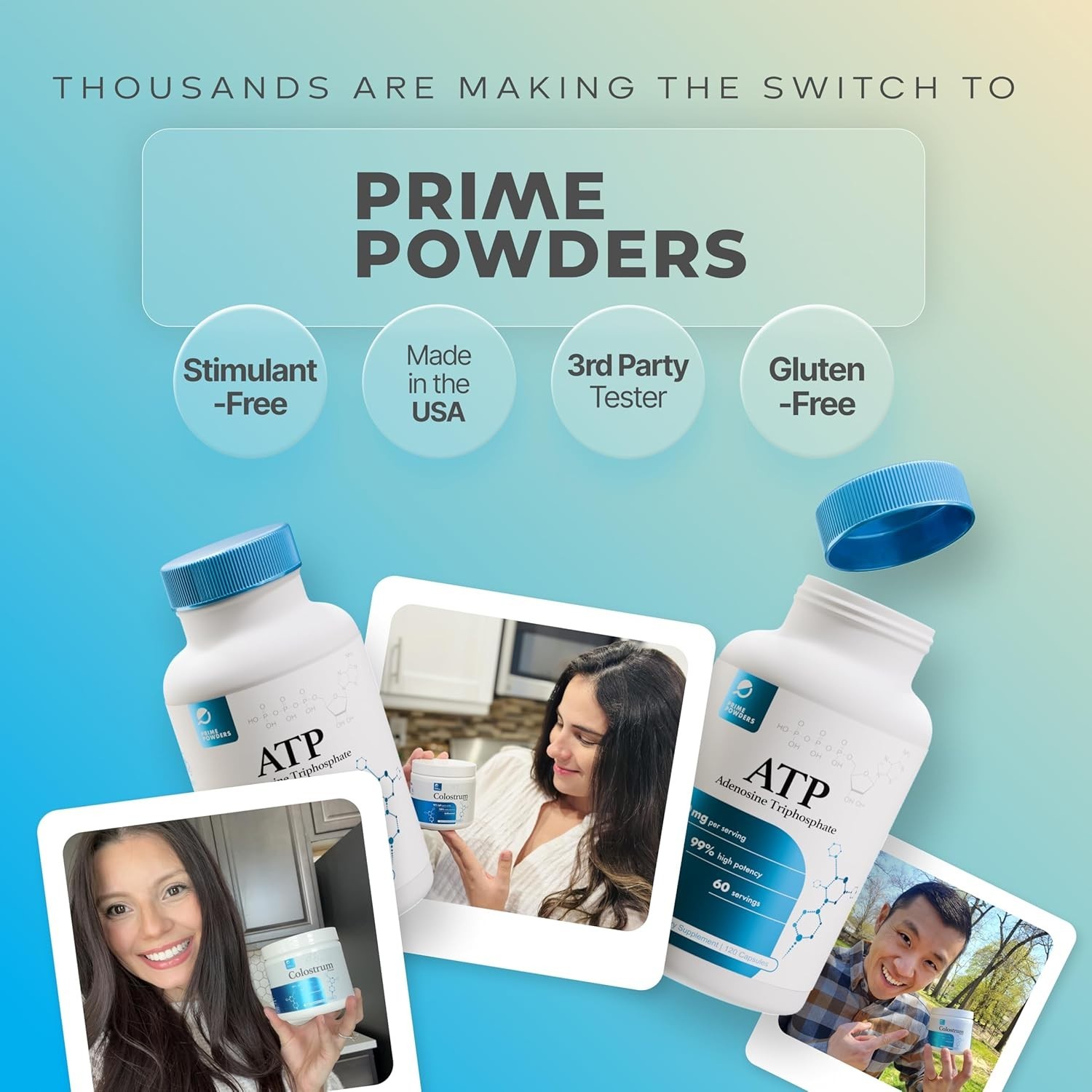 Prime Powders ATP 400mg Capsules 120 Count Energy Endurance Strength Supplement
