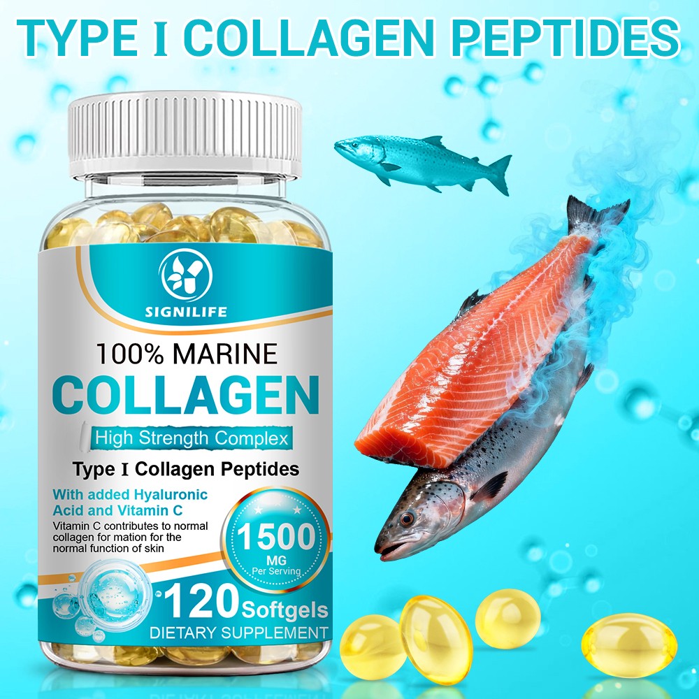 Marine Collagen Capsules 1300mg Hyaluronic Acid,Vitamin C,Skin Health Supplement