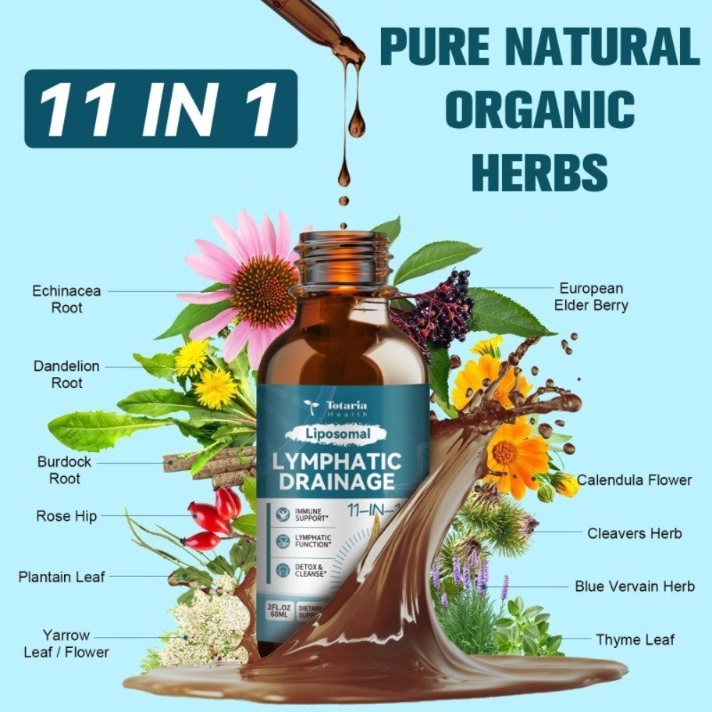 Liposomal Lymphatic Drainage Drops 11 in 1 Organic Lymph Support – 1/2/3 Bottles