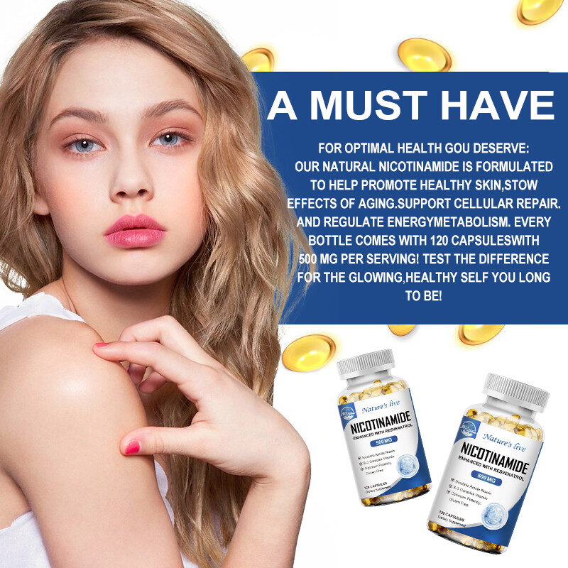 500MG Nicotinamide Vitamin B3 Supplement, 120 Capsules, Anti-aging Skin Health