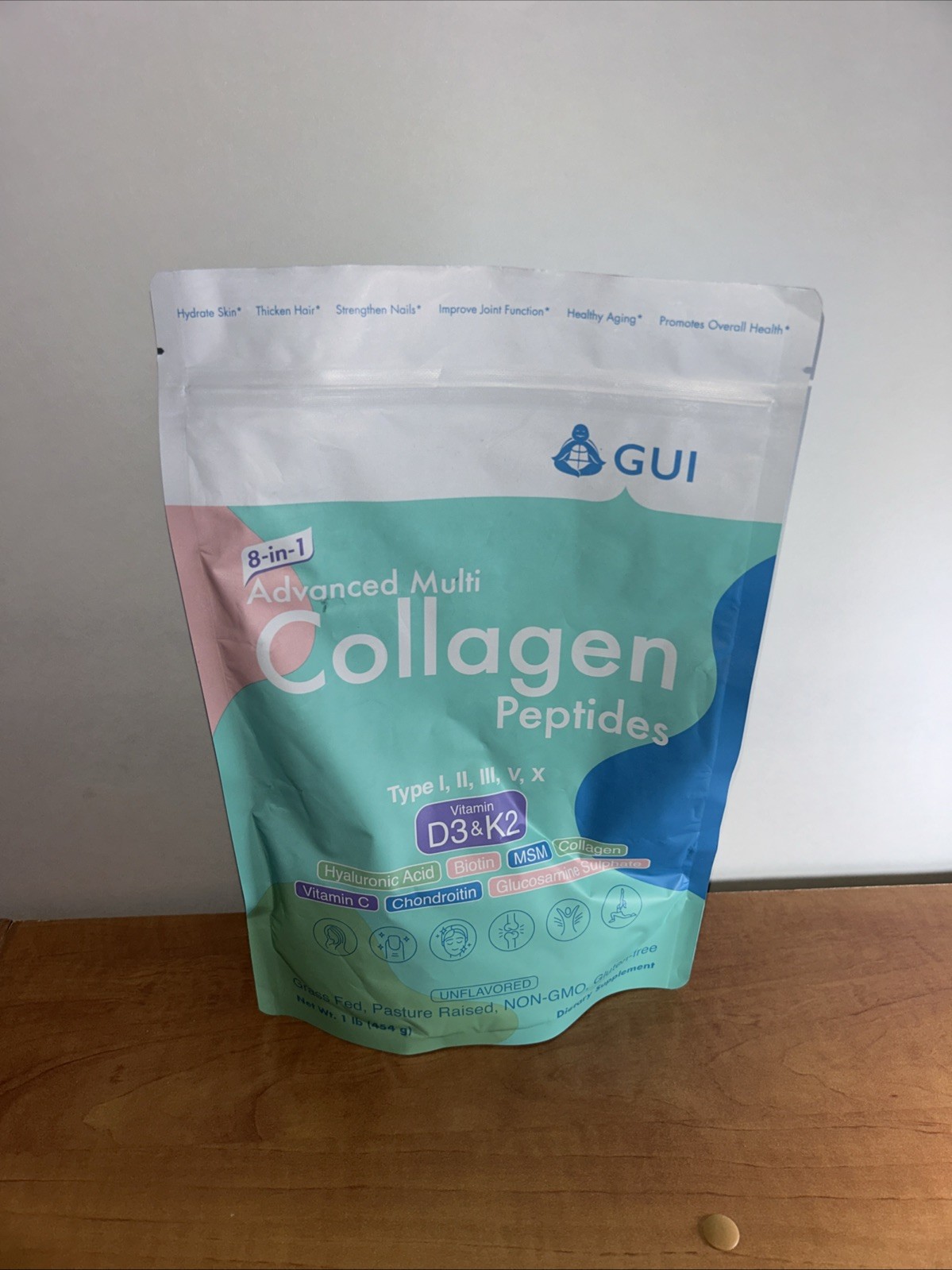 GUI Advanced Multi Collagen Peptides 8 in 1 Supplement Hyaluronic Acid Biotin