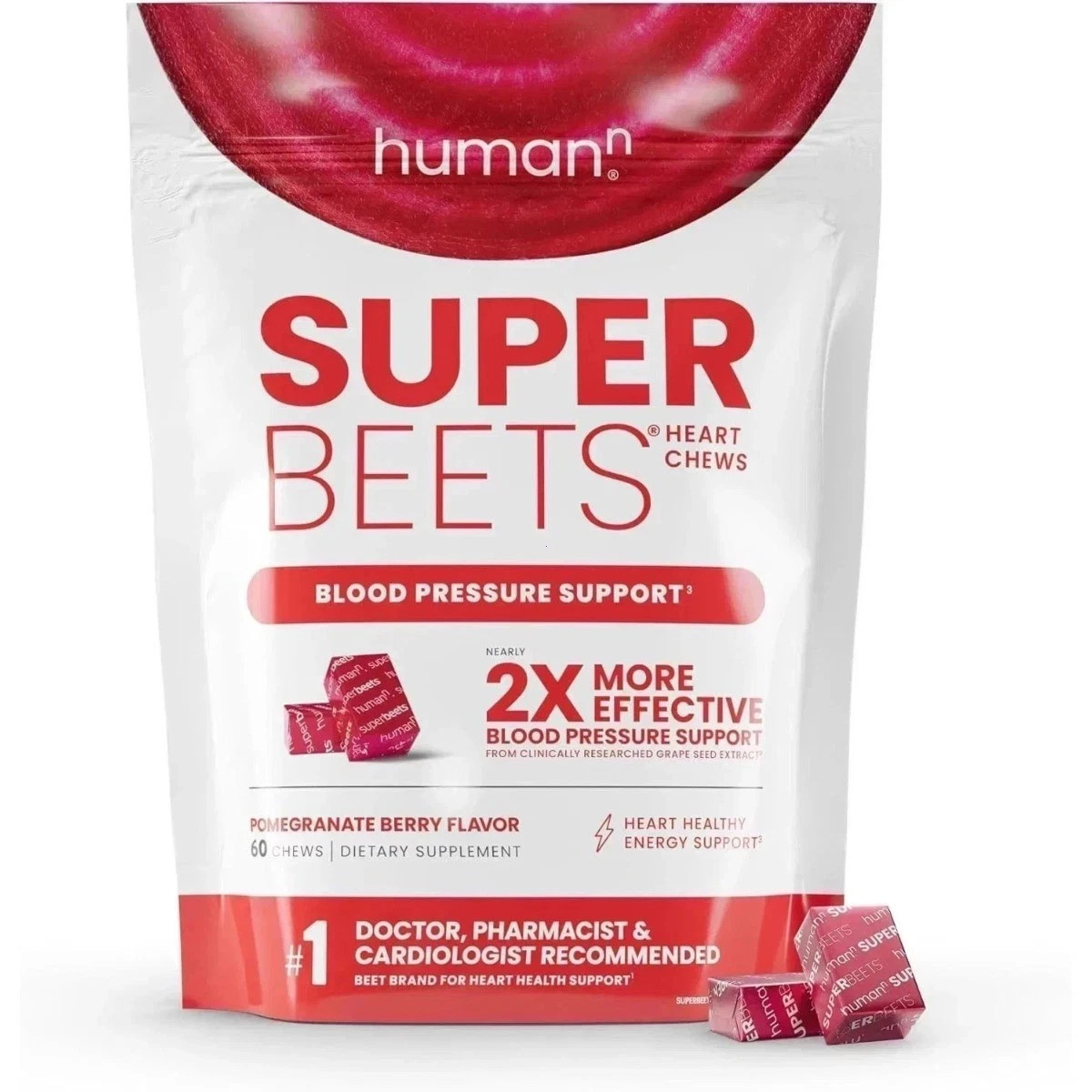 HumanN SuperBeets Heart Chews – Pomegranate,, Sealed, Free Ship