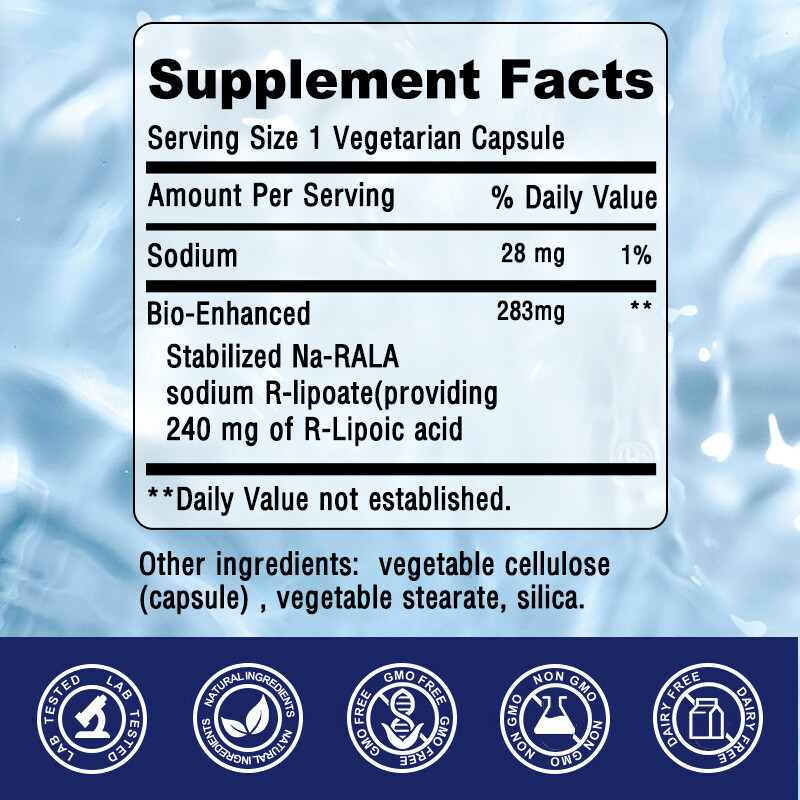R Lipoic Acid Capsules Cellular Keep Energy Flowing Antioxidant Stress 120 Pills