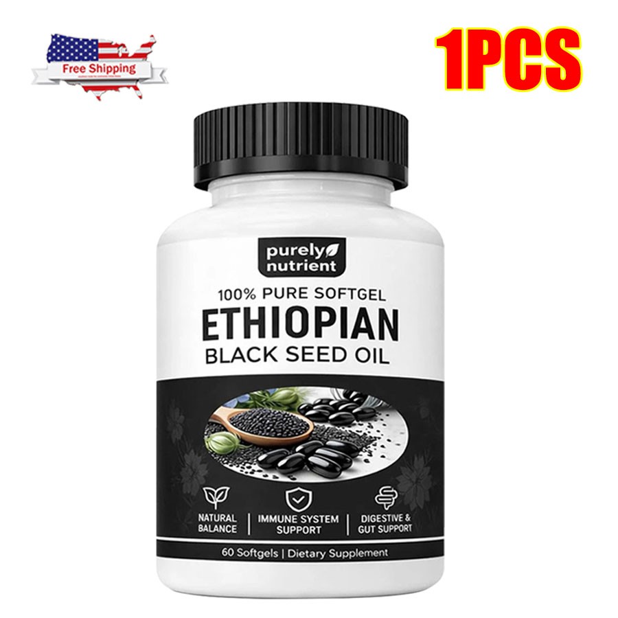 5x Ethiopian Black Seed Oil Softgels |4.64%Thymoquinone |Gluten-Free,60 capsules