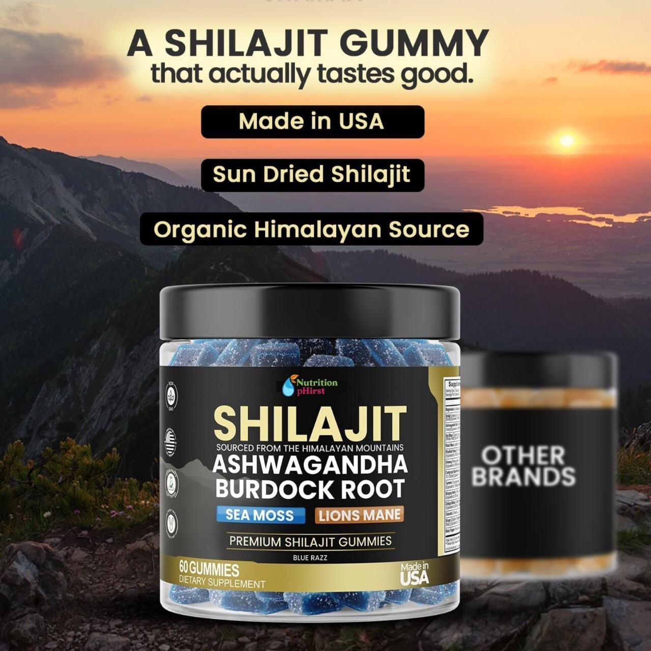 pure Shilajit Gummies 1000Mg, Sea Moss 400Mg, Ashwagandha 1000Mg 105+ Trace M