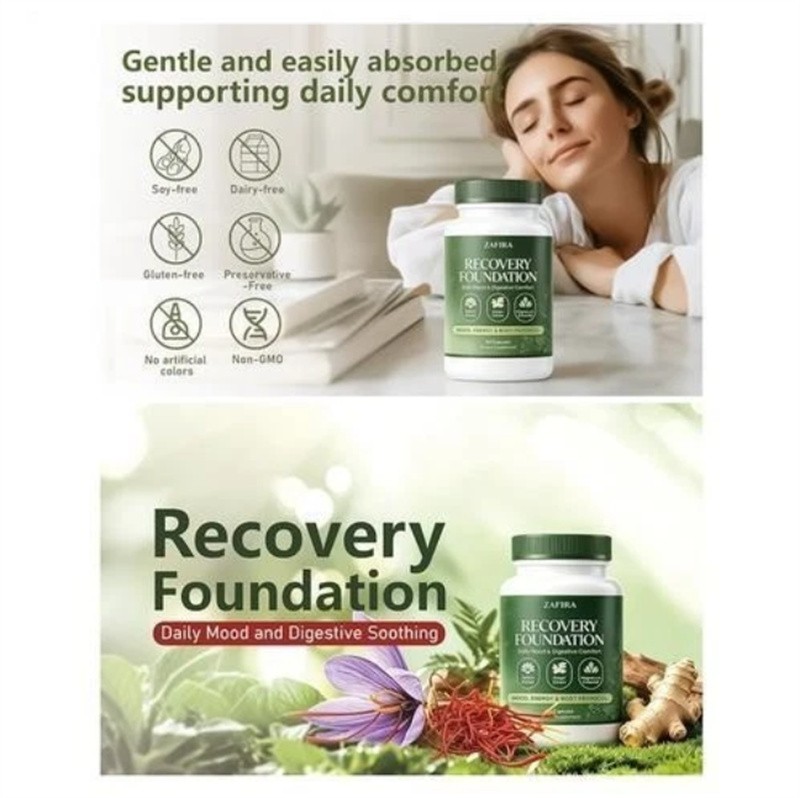 Zafira Recovery Foundation Mood & Digestive Support Capsules With Saffron Extrac