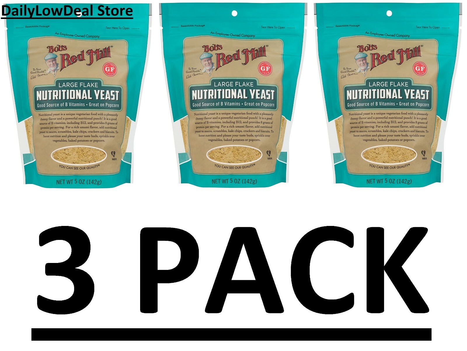3 PACK – Bob’s Red Mill Large Flake Nutritional Yeast – 5 oz!!