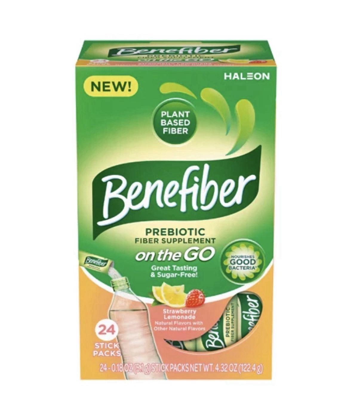 Benefiber On The Go Prebiotic Fiber Supplement Strawberry Lemonade Exp 06/2026