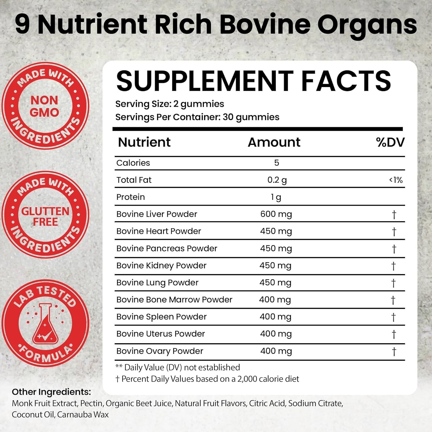 Beef Organ Supplement for Women | Grass Fed Beef Organs | 60 Gummies