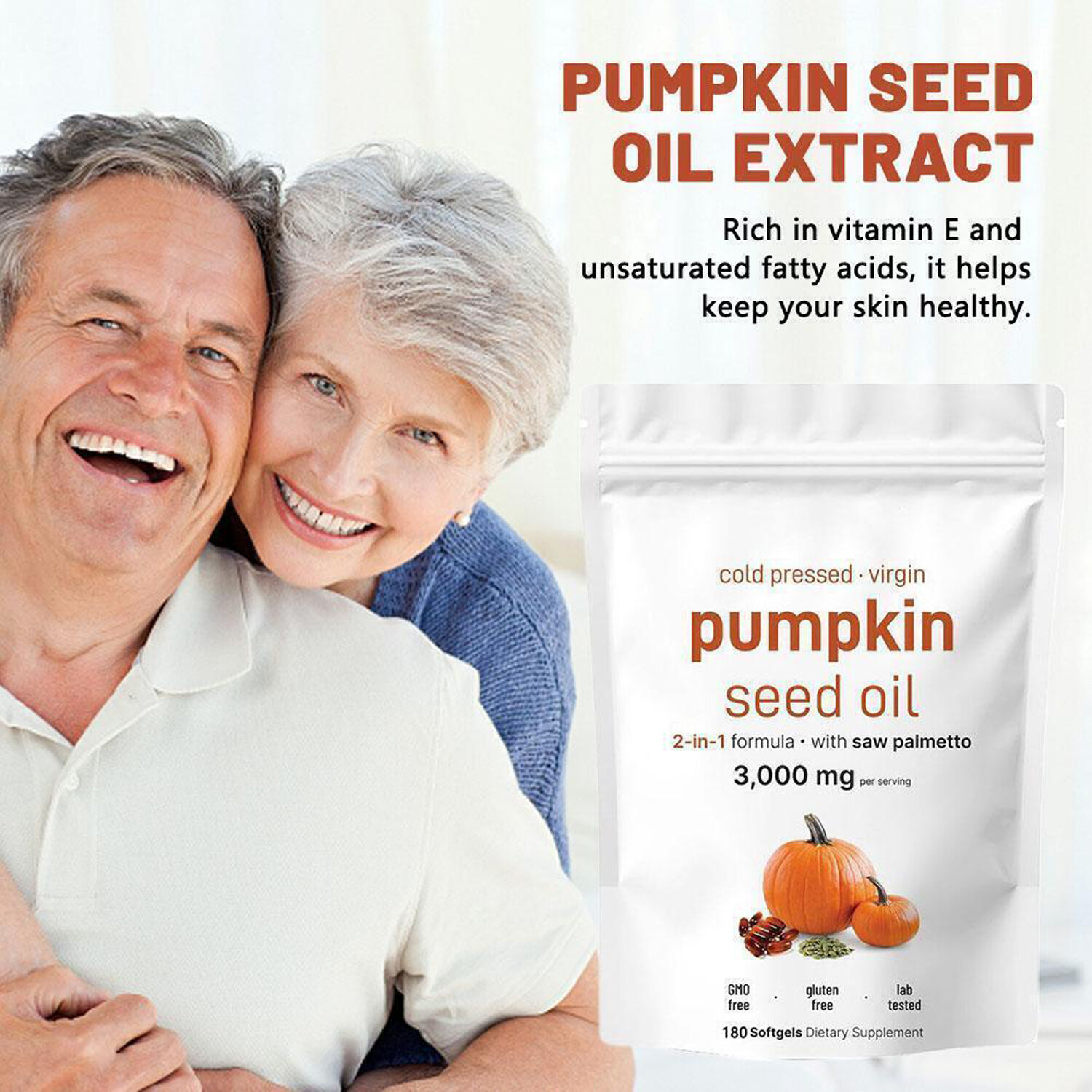 Seed Pumpkin Oil 3000mg + Saw Palmetto 300 mg | Prostate Support |180 Softgels