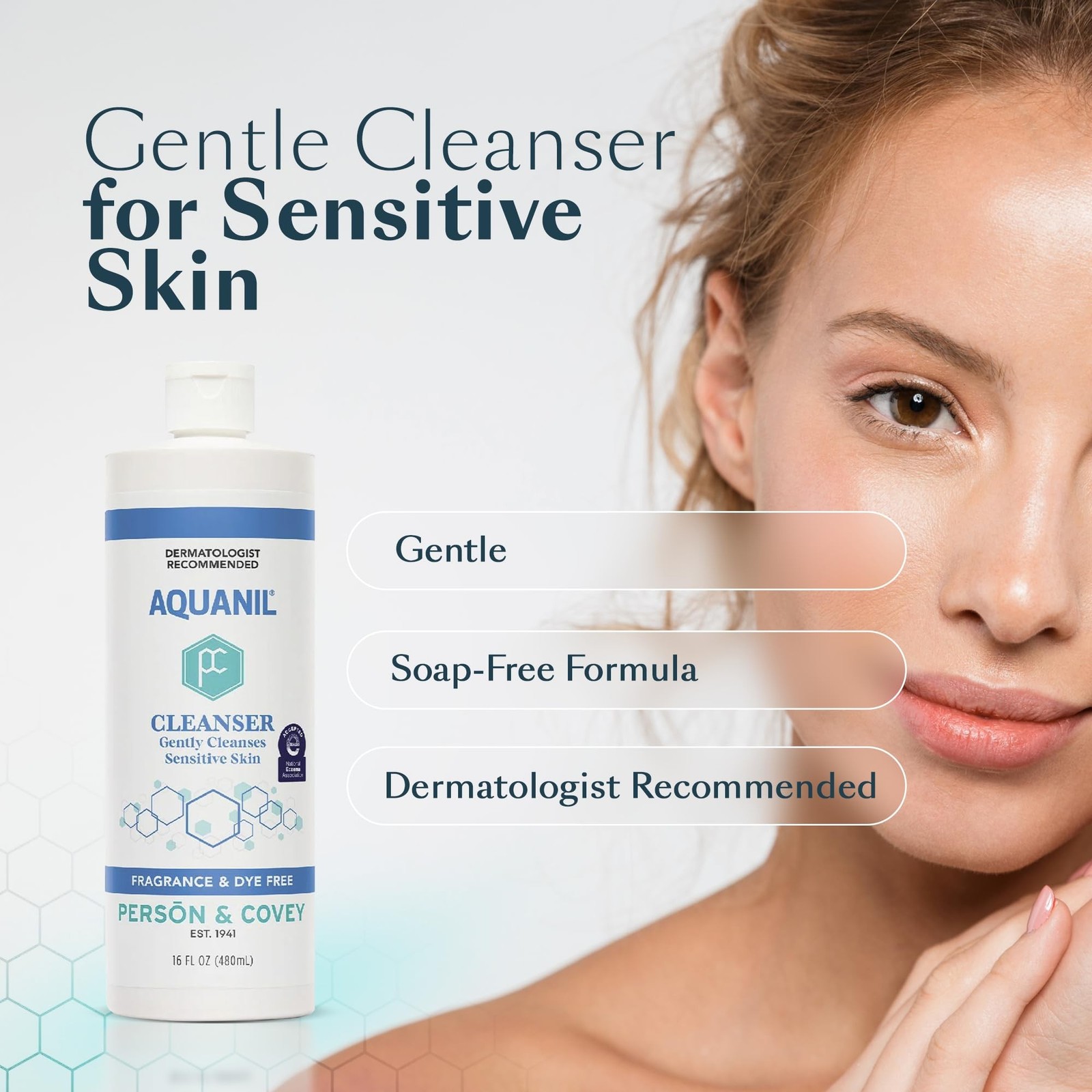 Aquanil Cleanser – 16 Oz Pack of 3, Lipid‑Free Sensitive Skin Care |