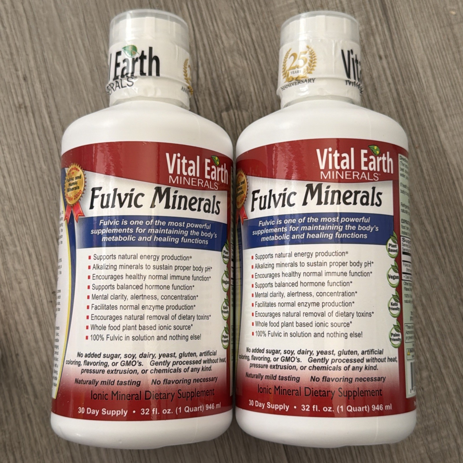 2 Vital Earth Minerals Fulvic Minerals Liquid – Fulvic Acid Supplement 32 Oz Ea