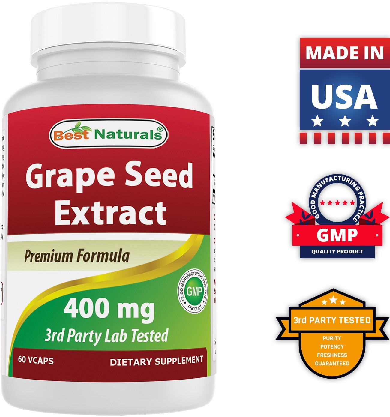 Best Naturals, Grape Seed Extract 400 mg 60 Vcaps *Cardiovascular Health*