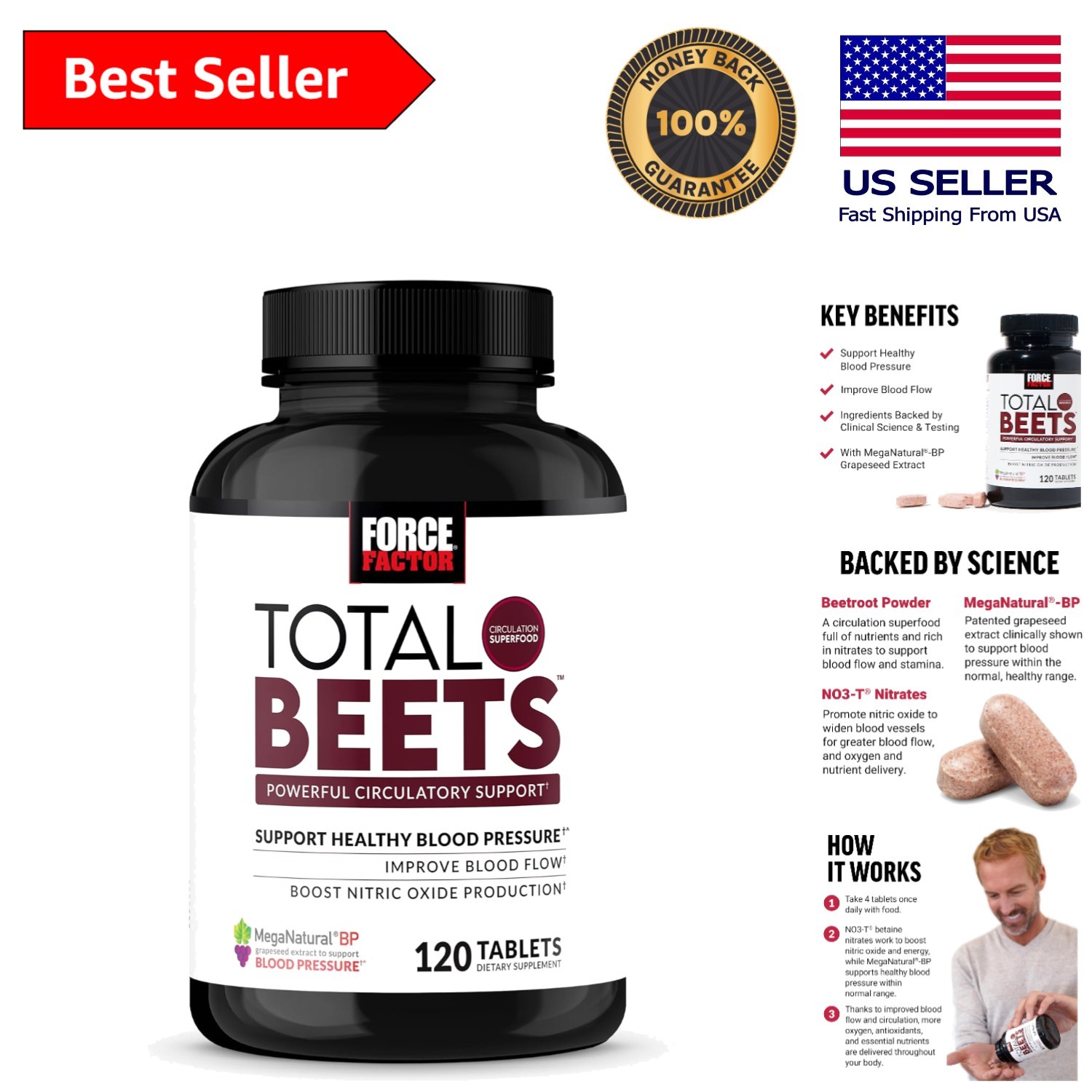 NO3-T Powered Total Beets – 120 Tablets for Enhanced Circulation & Heart Support