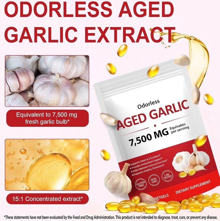 Odorless Garlic 7500Mg per Servings, 300 Softgels | 2 Years Aged Garlic Extra…