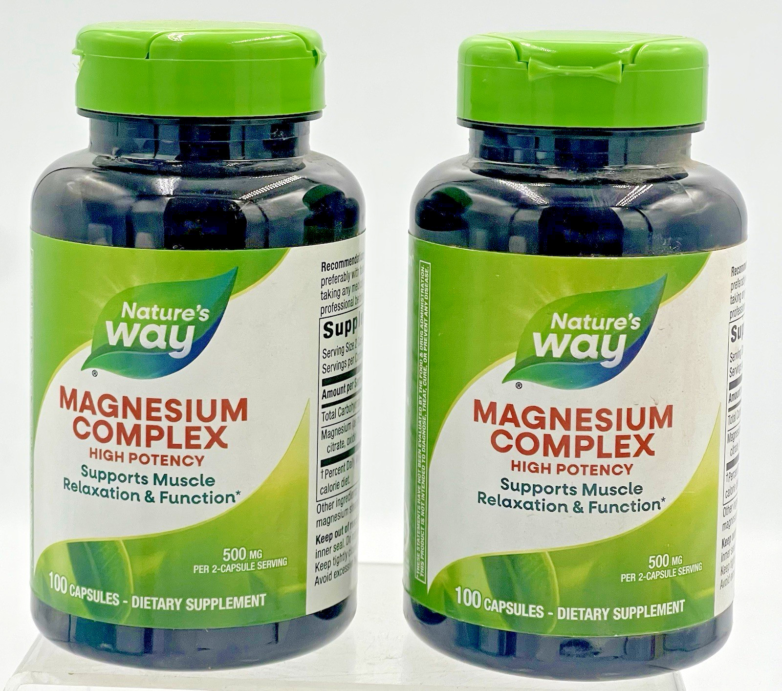 Lot of 2 Nature’s Way Magnesium Complex 500 mg 100 Capsules Each Exp 12/27