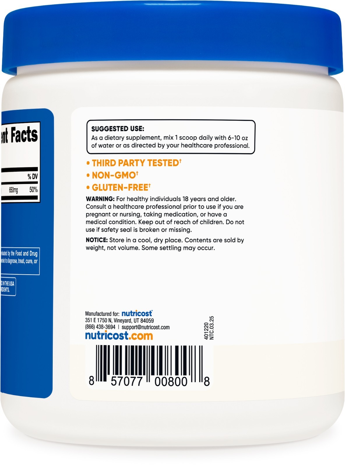 Nutricost Calcium Carbonate Powder 500 Grams – Non-GMO, Gluten Free