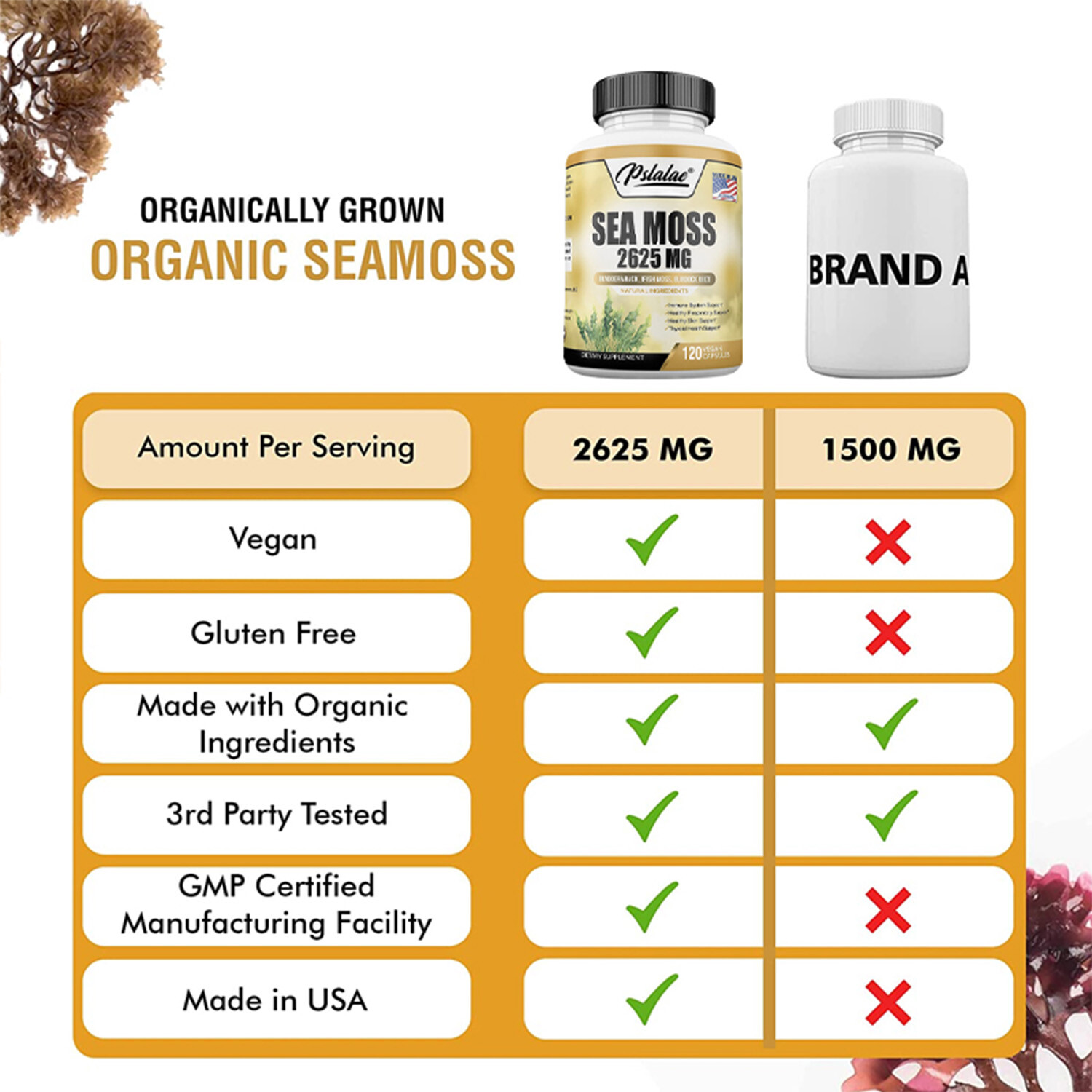 Sea Moss Capsules-Irish Moss,Bladderwrack,Burdock Root-Immune & Thyroid Support