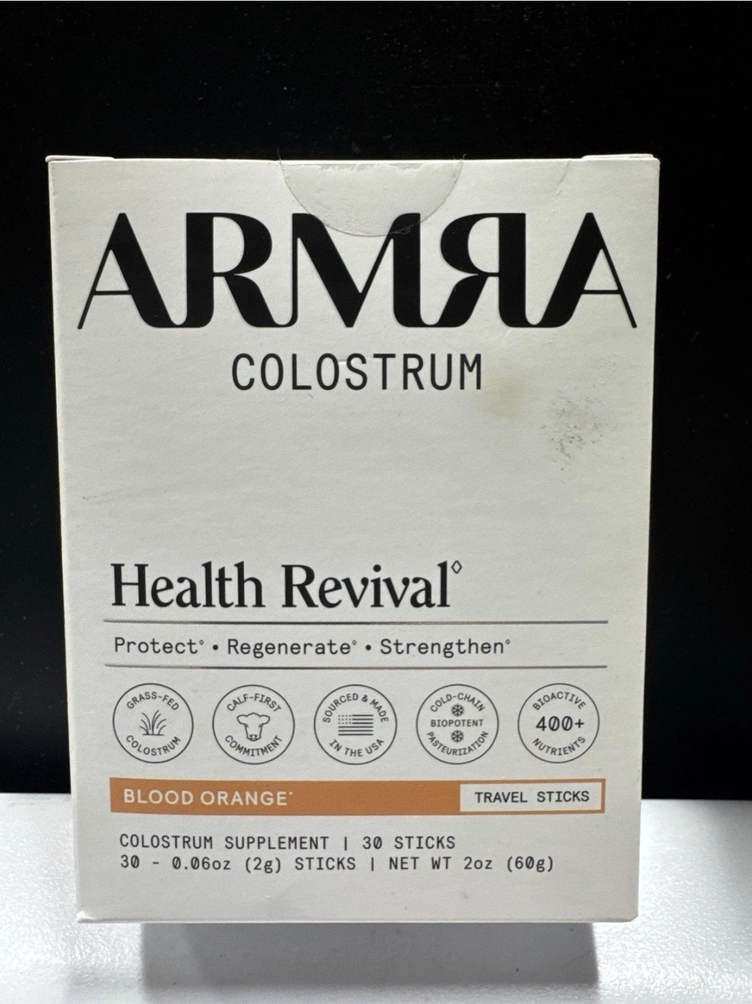 ARMRA Colostrum Superfood Grass-Fed – Health Revival- Blood Orange 30 Servings.