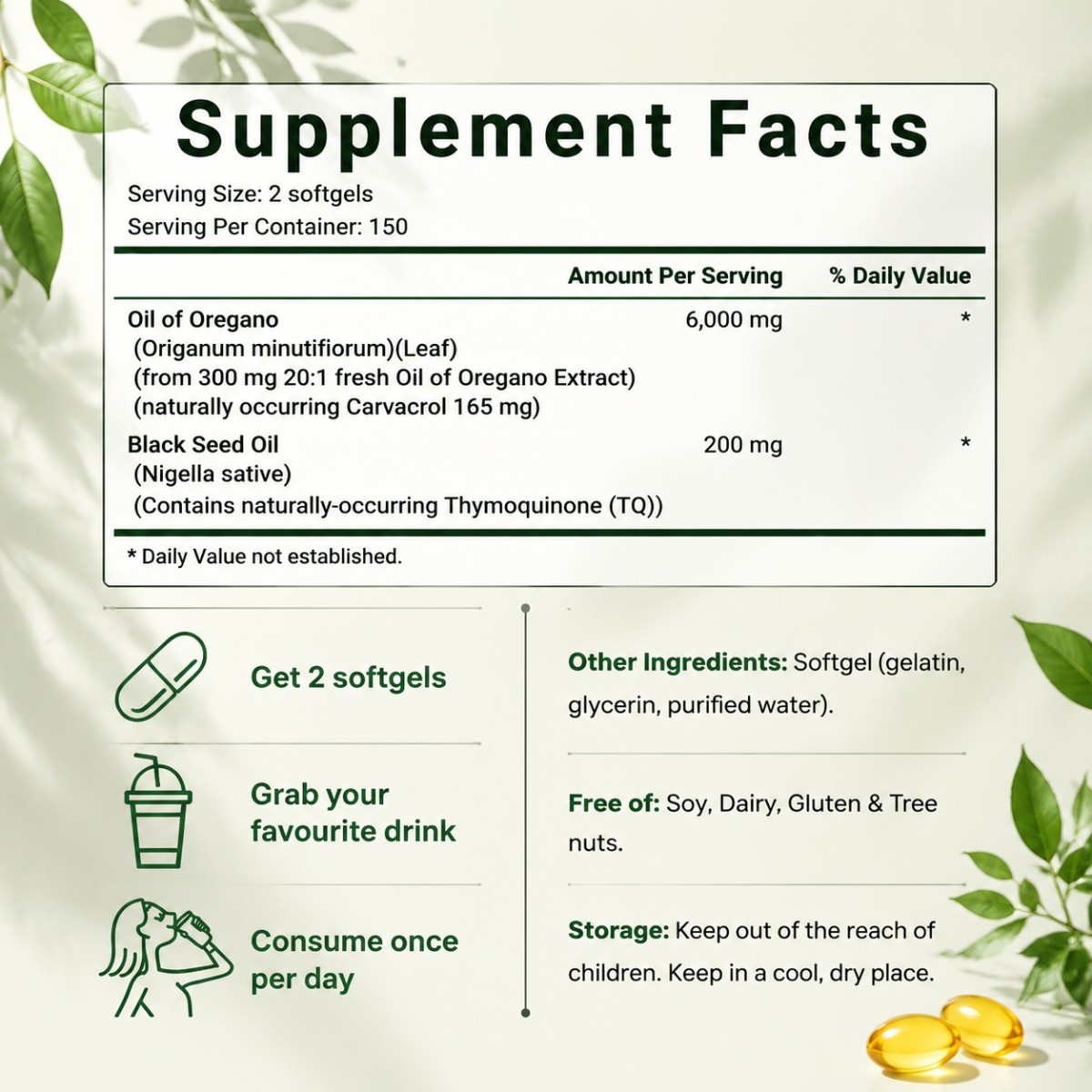 Micro Ingredients Oregano & Black Seed Oil – 6000mg,300 Softgels, High Carvacrol