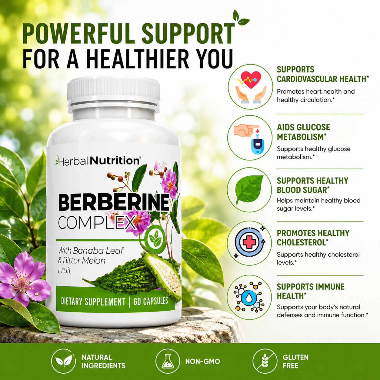 Three Pack Berberine Complex 1250mg Glucose Metabolism, Immunity & Weight Loss