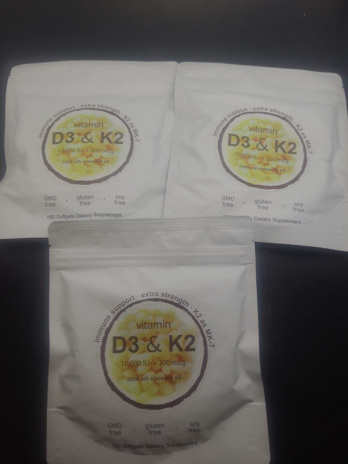 3 X Vitamin D3 & K2 Supplement With Coconut Oil 3 Packs 540 Softgels
