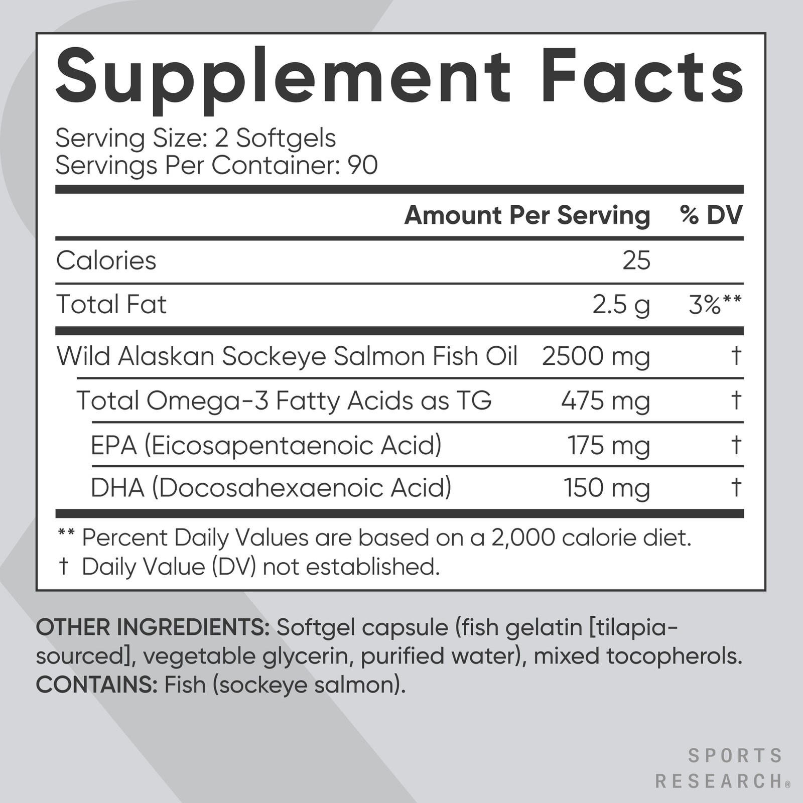 Salmon Oil Wild Alaskan Sockeye 1250mg w/EPA & DHA – MSC Certified 180 Softgels