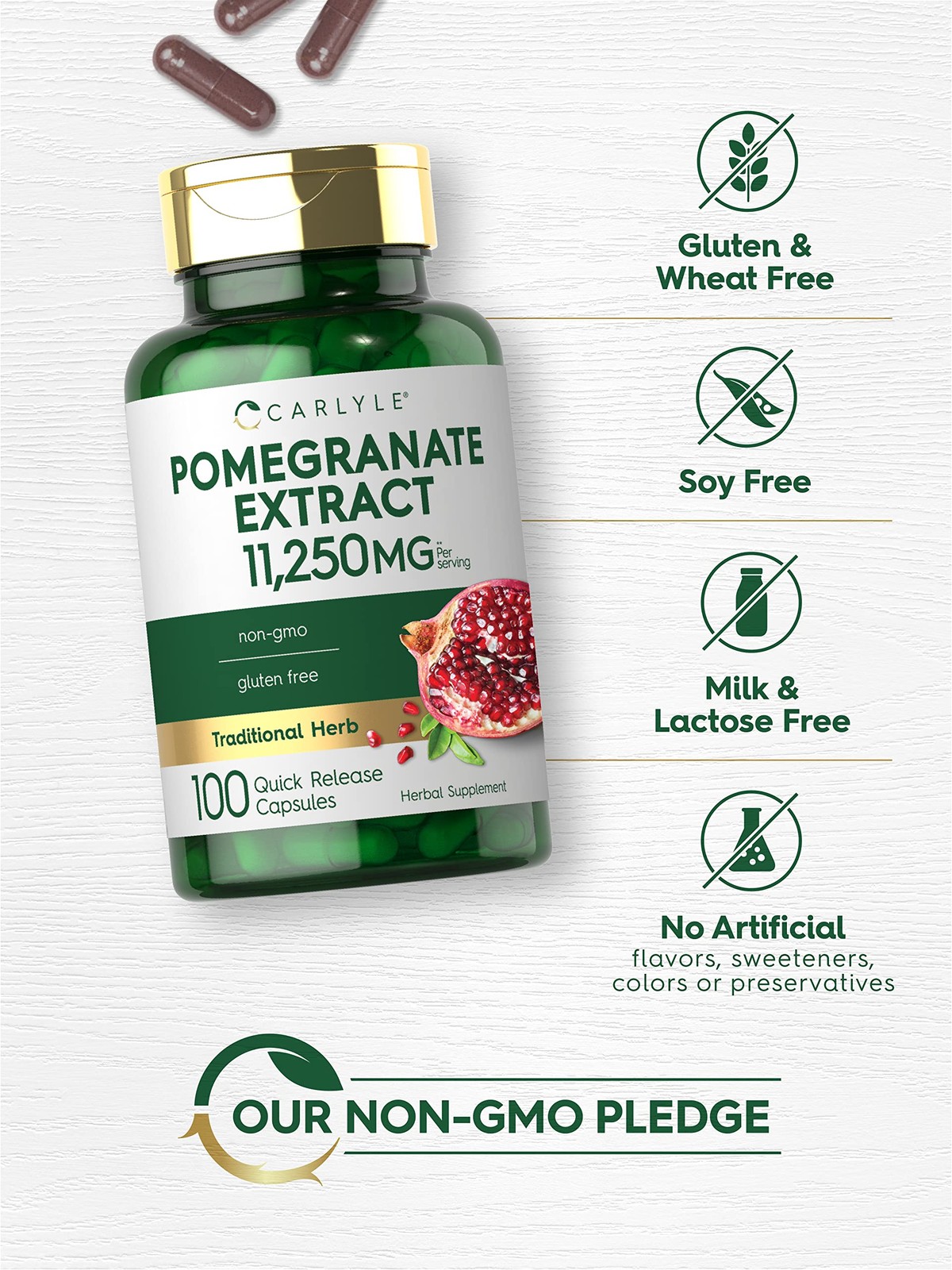 Carlyle Pomegranate Extract | 11250mg | 100 Capsules | 100 Count (Pack of 1)