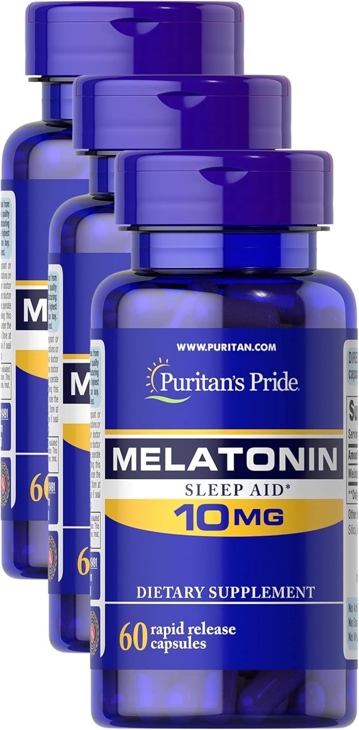 Puritan’s Pride Super Strength Melatonin 10mg Rapid 60 Count (Pack of 3)