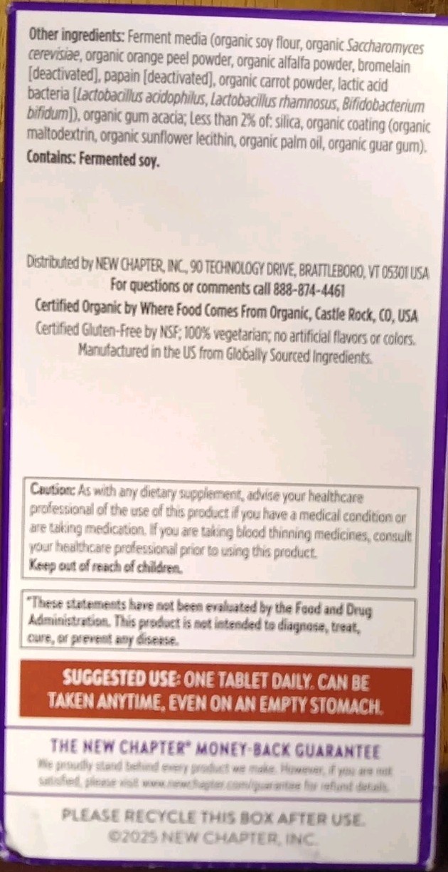 LOT 2 NEW CHAPTER ONE DAILY EVERY MAN’S MULTIVITAMIN SUPPLEMENT 72 X2 144 TABLET