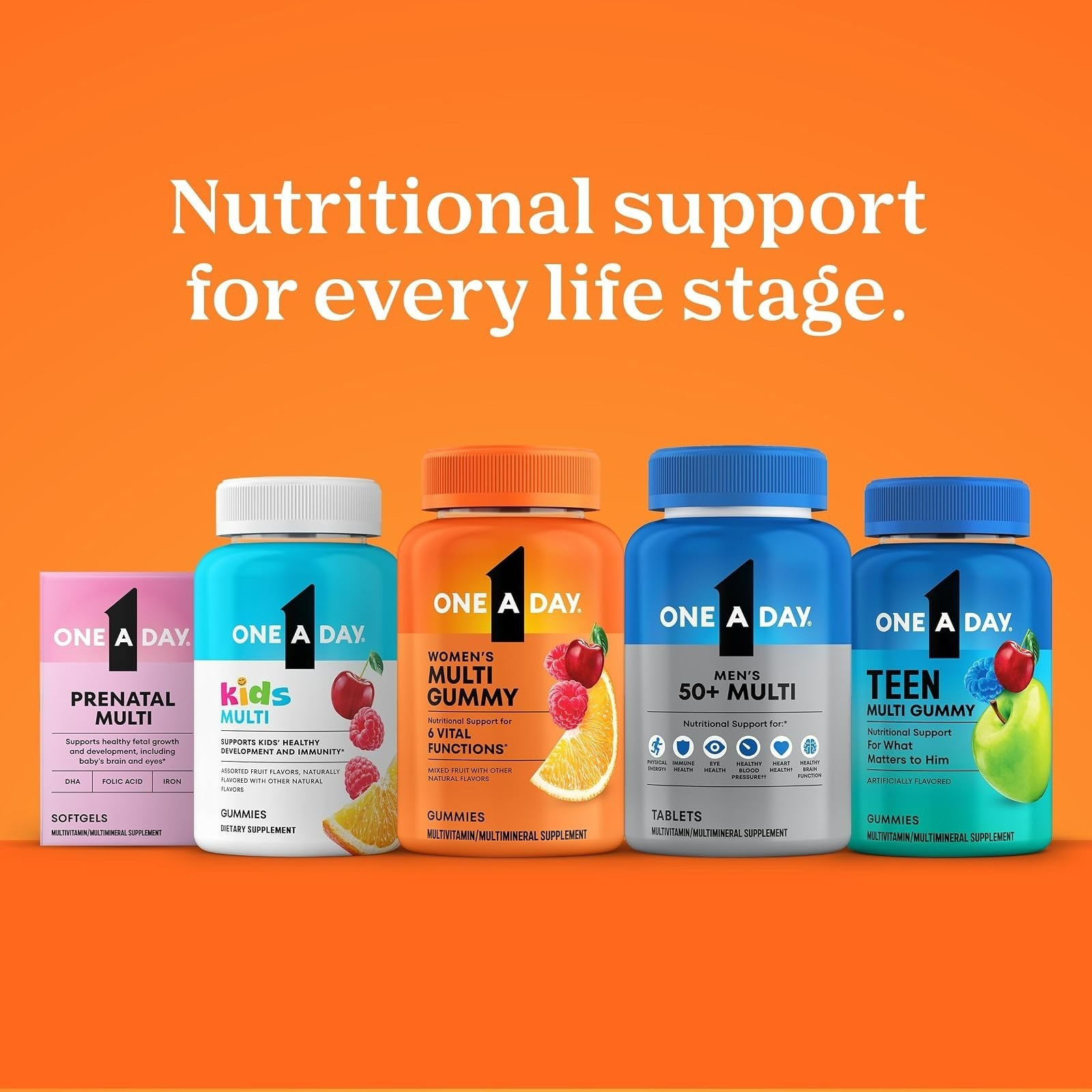 One A Day Men’s 50+ Multivitamin Tablets, 200 Count, Heart Health Support