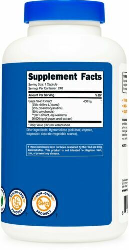 Grape Seed Extract 28,000mg 2X240Caps Non GMO/Vegeterian/Gluten Free Polyphenols