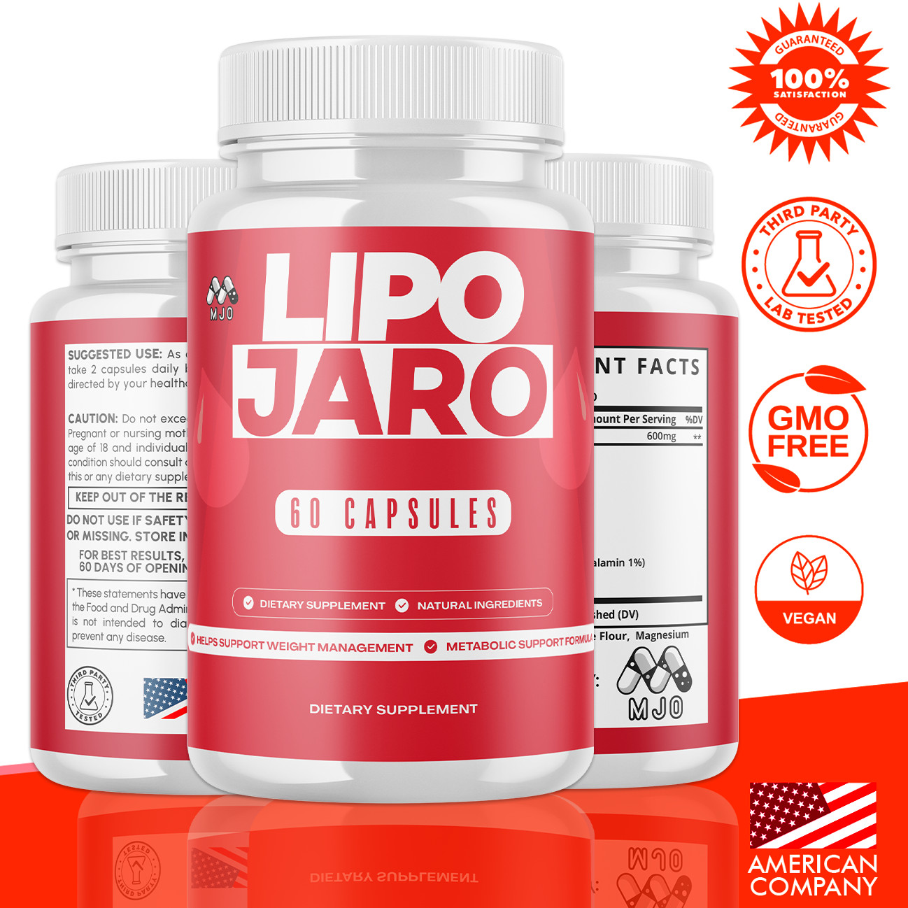 (3 Pack) Lipojaro Advanced Energy & Fitness Formula Vitamin Lipo Jaro 180 Caps