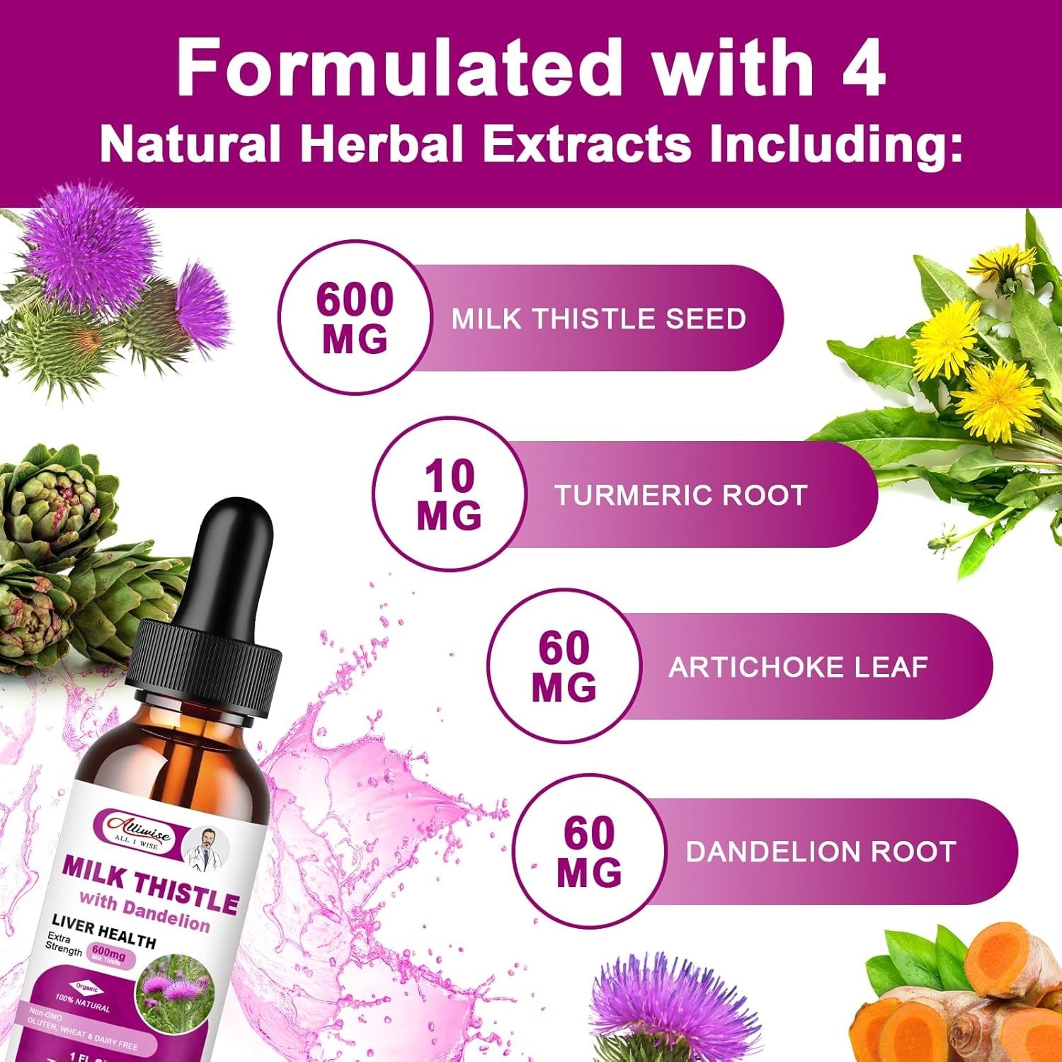 Liver Health Support Liquid with Milk Thistle & Dandelion | Detox