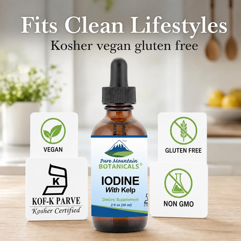 Liquid Iodine Drops 150 mcg – Iodine Supplement with Organic Kelp – 1300 Serving