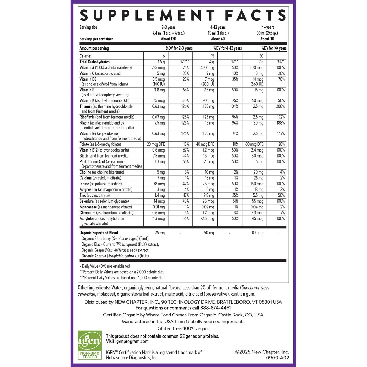 Multivitamin Liquid New Chapter Vegan Gluten Free Orange Mango 30 fl oz