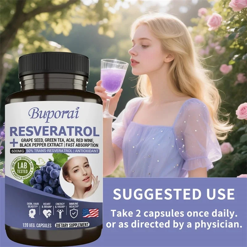 Resveratrol 240pcs,Anti-Aging,Promotes Cellular Health,Improve Energy & Vitality