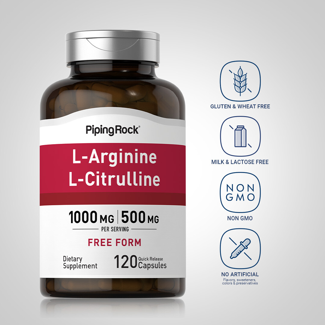 L-Arginine L-Citrulline Complex | 120 Capsules | Non-GMO | by Piping Rock