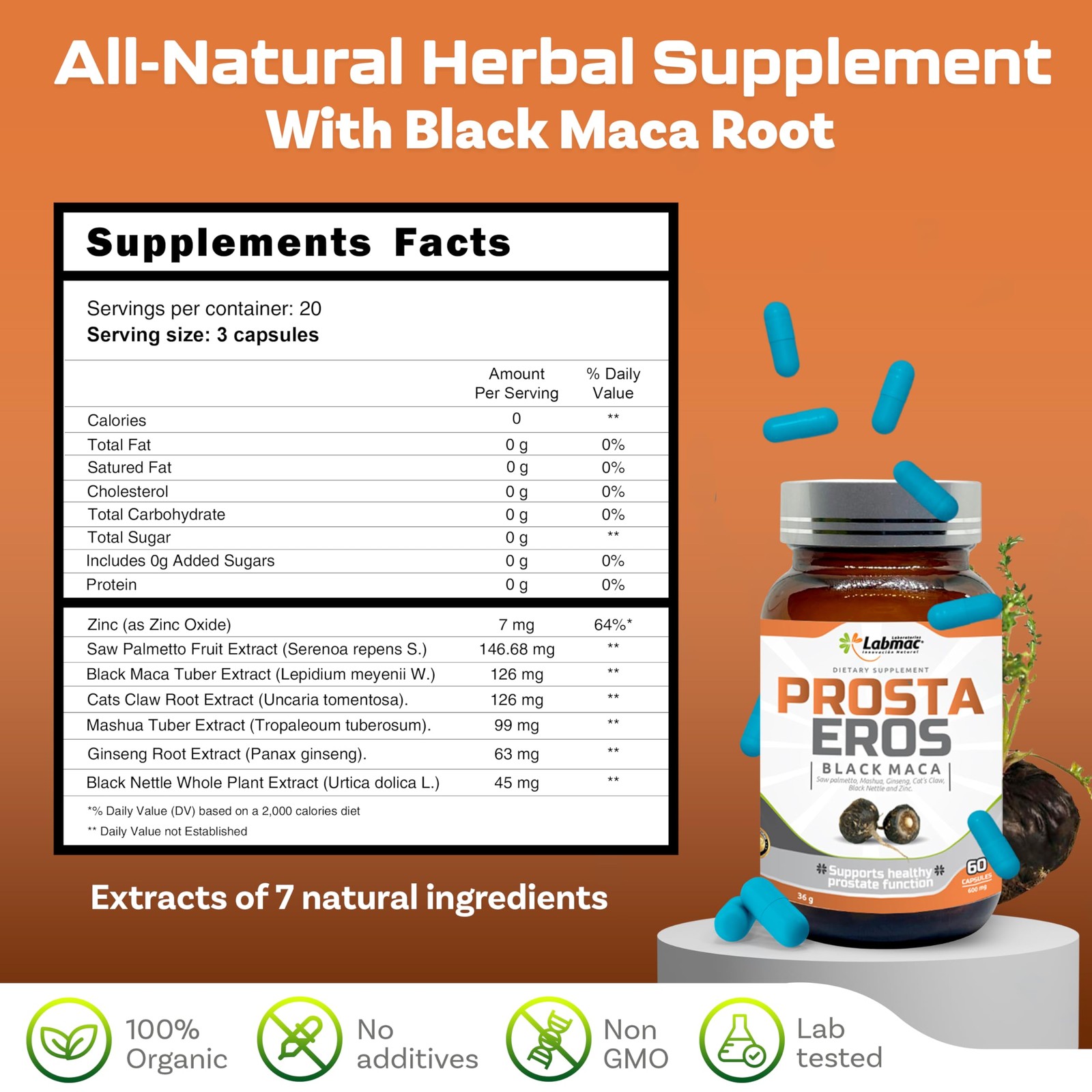 Prosta Eros – ProstaEros- Prostate Support Supplement – 60 Count (Pack of 1)