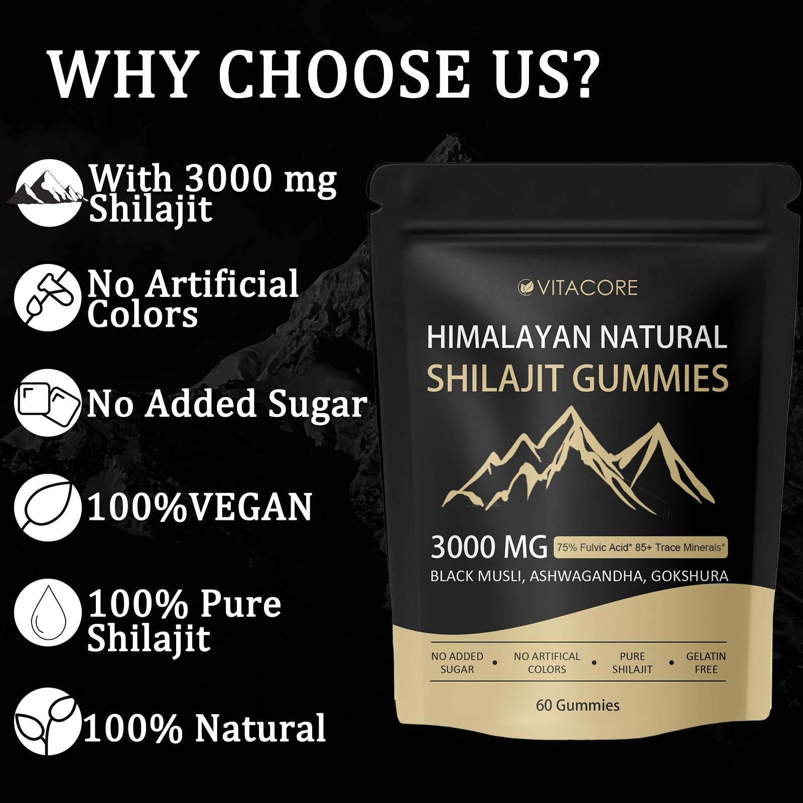 vitacoreHimalayan Shilajit Gummies for Men & Women 60 Count (Pack of 1), 1pc