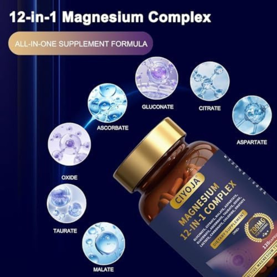 Puravita Magnesium Complex 700Mg 12 in 1 Magnesium Supplement with Glycinate, Ci