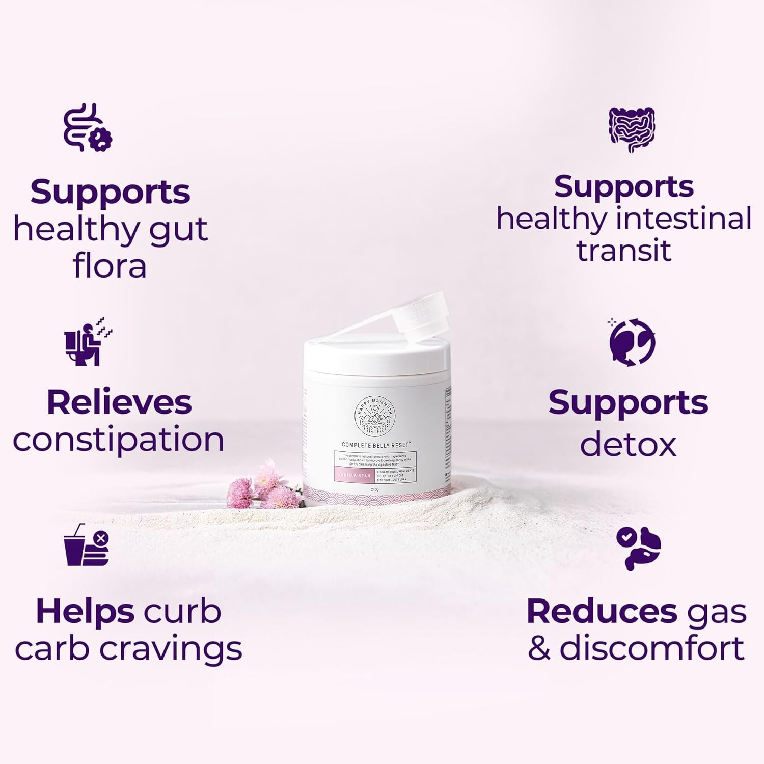 Happy Mammoth Complete Belly Reset Digestive Health Supplement Powder – Vanilla